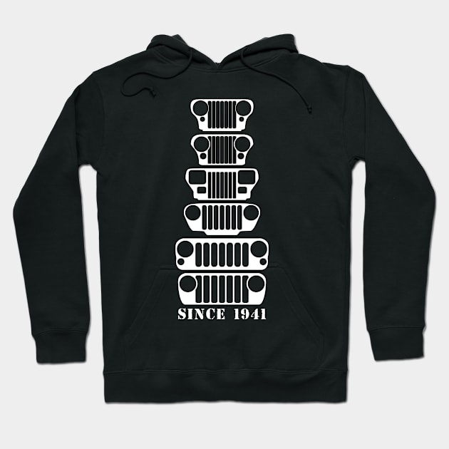 Jeep Grills White Logo Hoodie by Caloosa Jeepers 